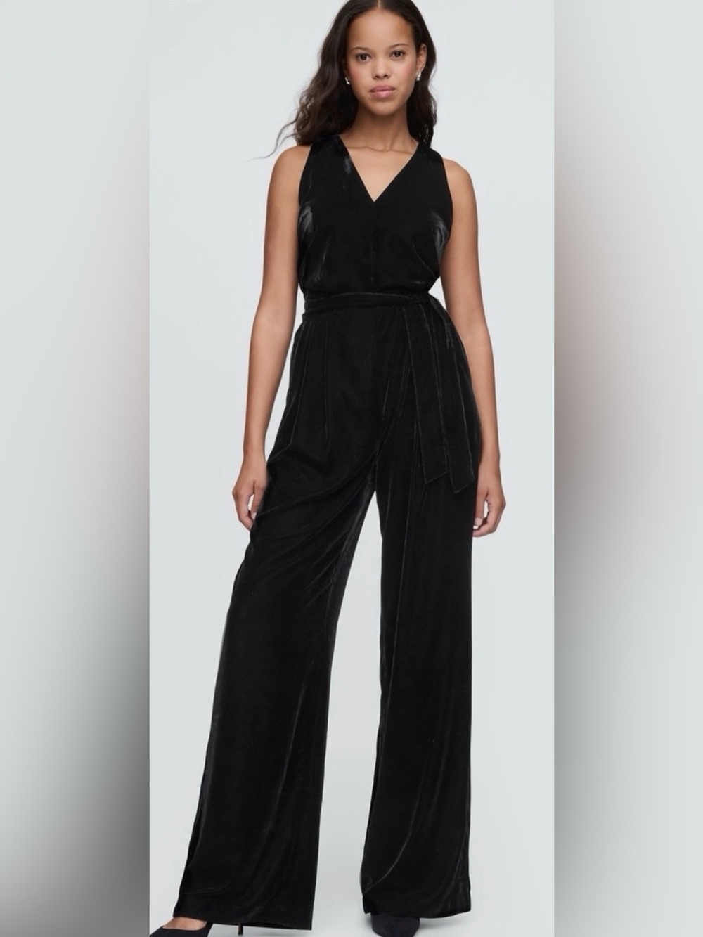 GAP Black Velvet Wide-Leg Jumpsuit